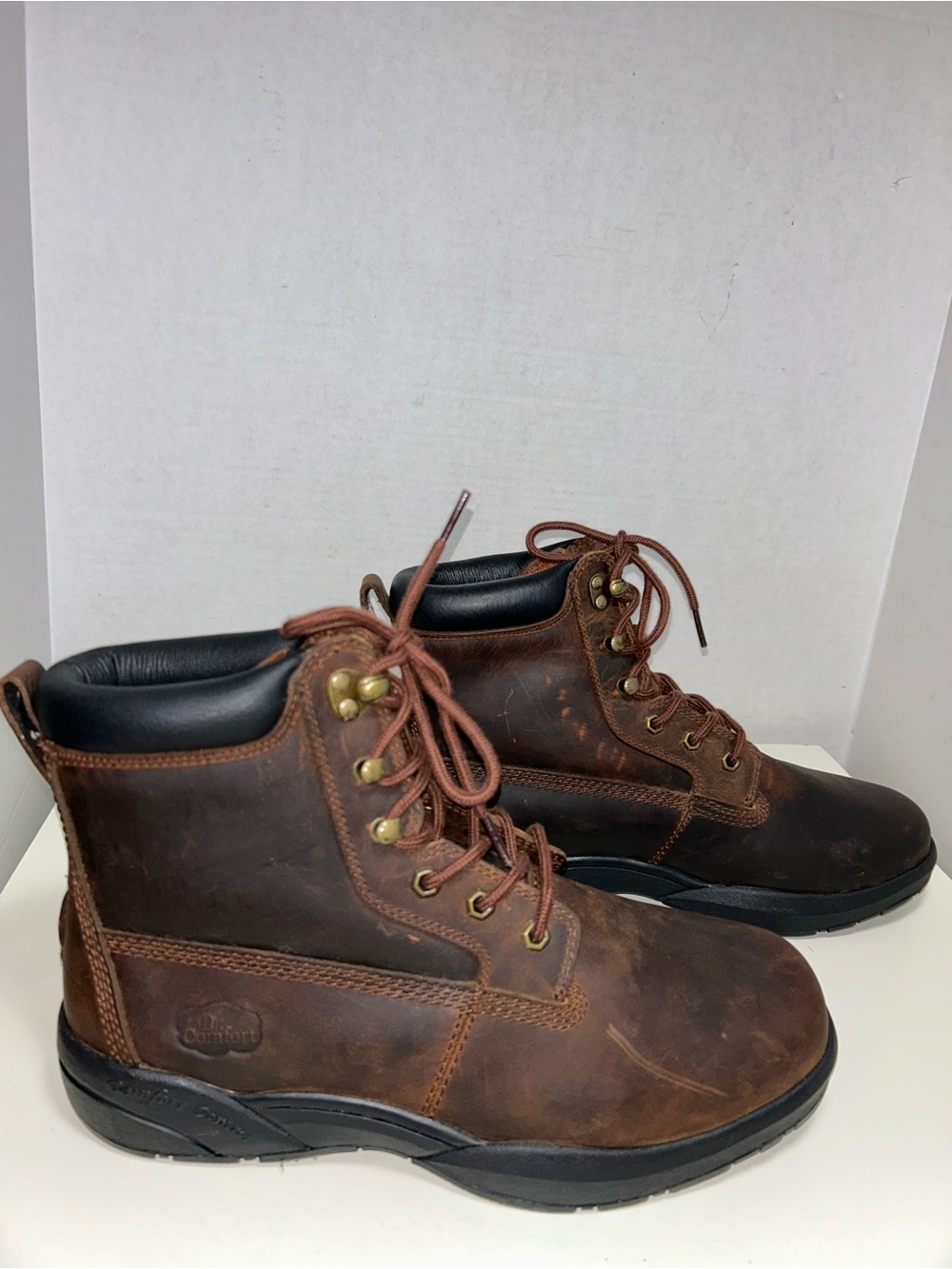 Dr. Comfort Boss #9520 Brown Leather Lace-Up Comfort Work Boot